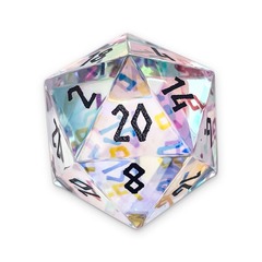 K9 RAINBOW GLASS - BLACK FONT BOULDER 30MM GLASS DICE